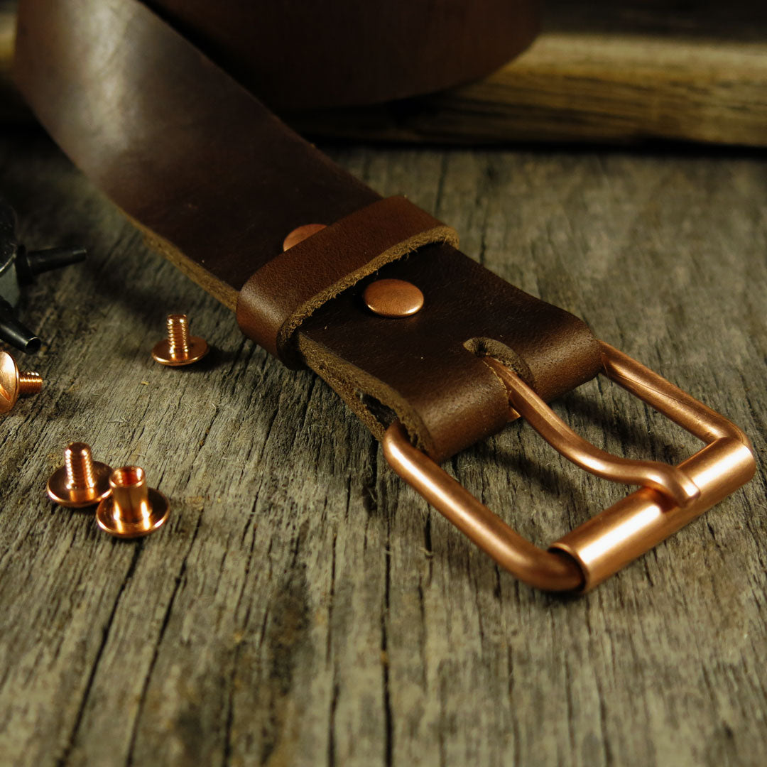 Copper Buckle - Roller Buckle - Copper Belt Buckle - Made in America - Solid Copper Buckles 1 3/8 / No Rotary Leather Punch